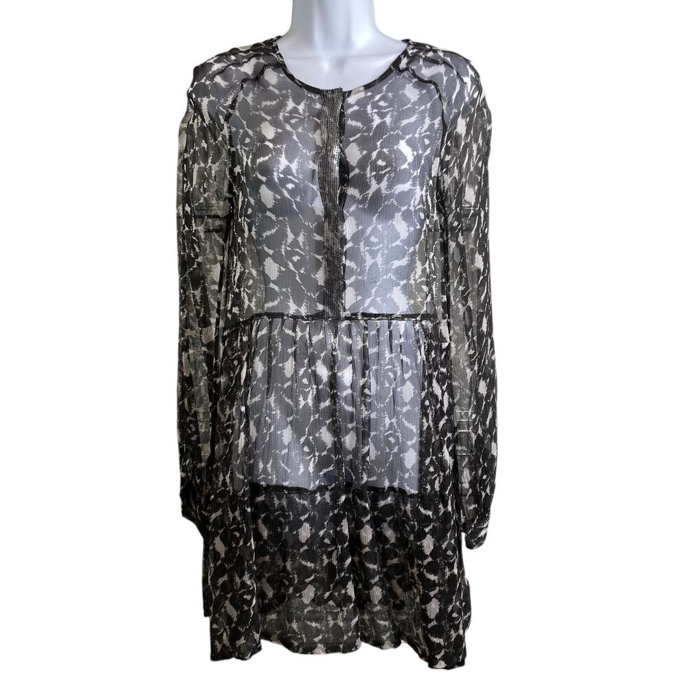 Chan Luu Gray Sheer Mini Dress Size XS Handmade Whimsigoth Dark Romantic Boho